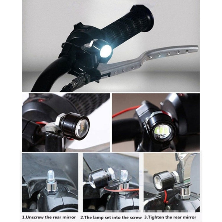 2 PCS 12V 3W Blue Light Eagle Eyes LED Strobe Light For Motorcycle ,Wire Length: 90cm, Wire Length: 90cm