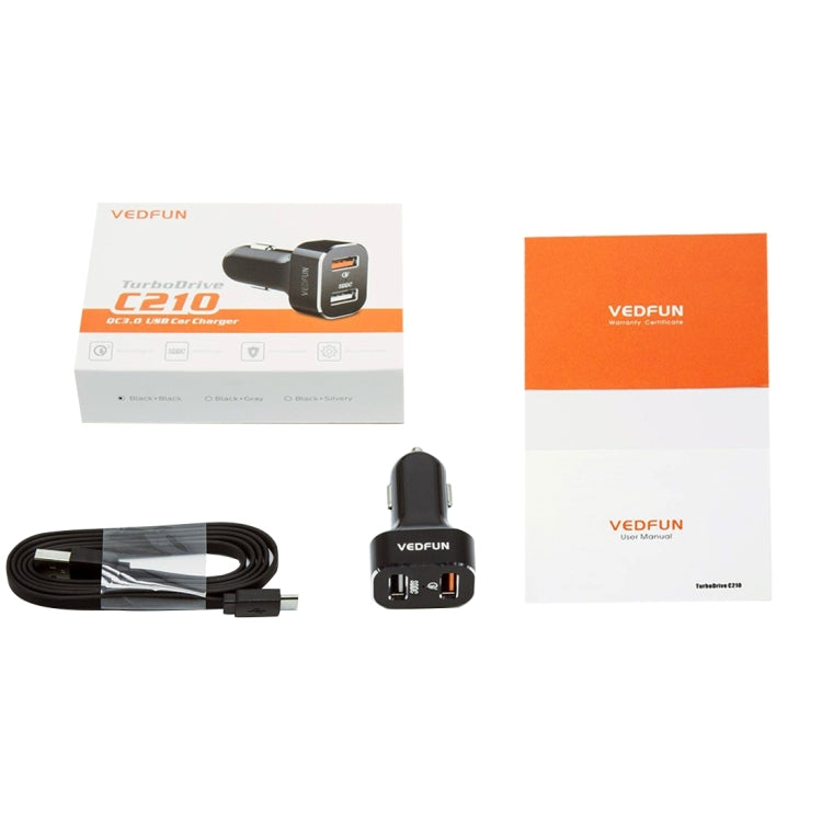 VEDFUN TurboDrive C210 Dual Ports Quick Charge 3.0 + SDDC Technology USB Car Charger for Smartphones and Tablets, C210