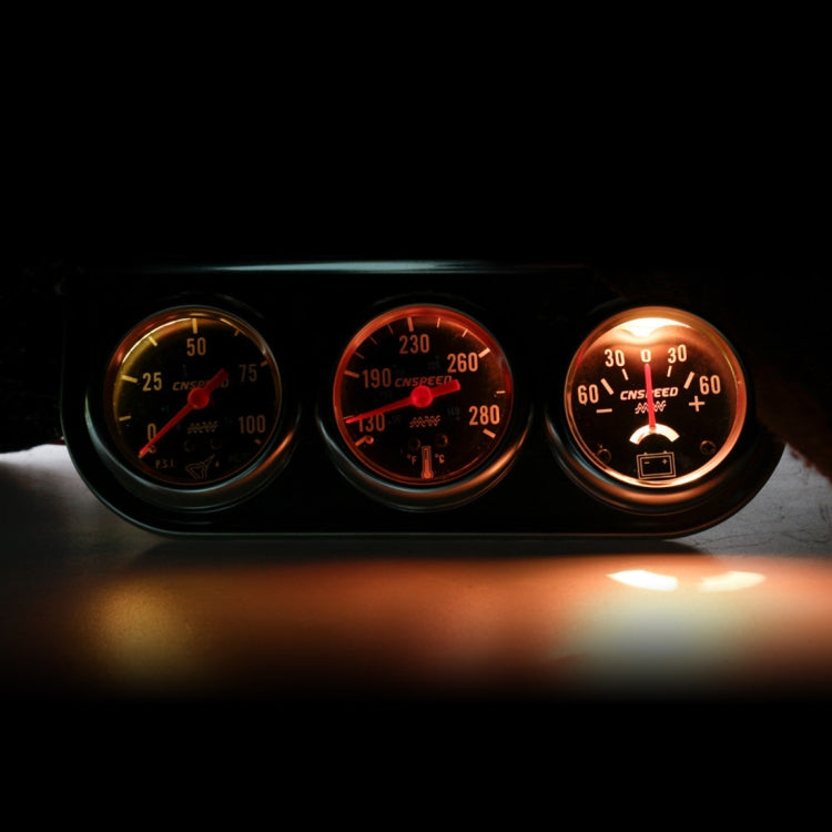 52mm 12V Universal Car Modified Triple Meter 3 in 1 Gauge Oil Press Gauge + Water Temperature Gauge + Ammeter, with Sensor, Car Modified Triple Meter 02