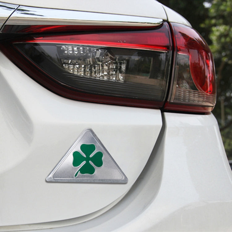 Four Leaf Clover Herb Luck Symbol Aluminum Slim Triangle Badge Emblem Labeling Sticker Styling Car Dashboard Decoration, Four Leaf Clover 1, Four Leaf Clover 2
