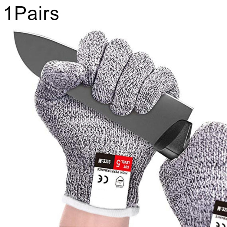 A Pair Cut-resistant Gardening Gloves HPPE Food-grade 5-Level Anti-cutting Anti-wear Safety Working Gloves, Size: M, Length: 22cm, Size: M/Black, Size: M/White