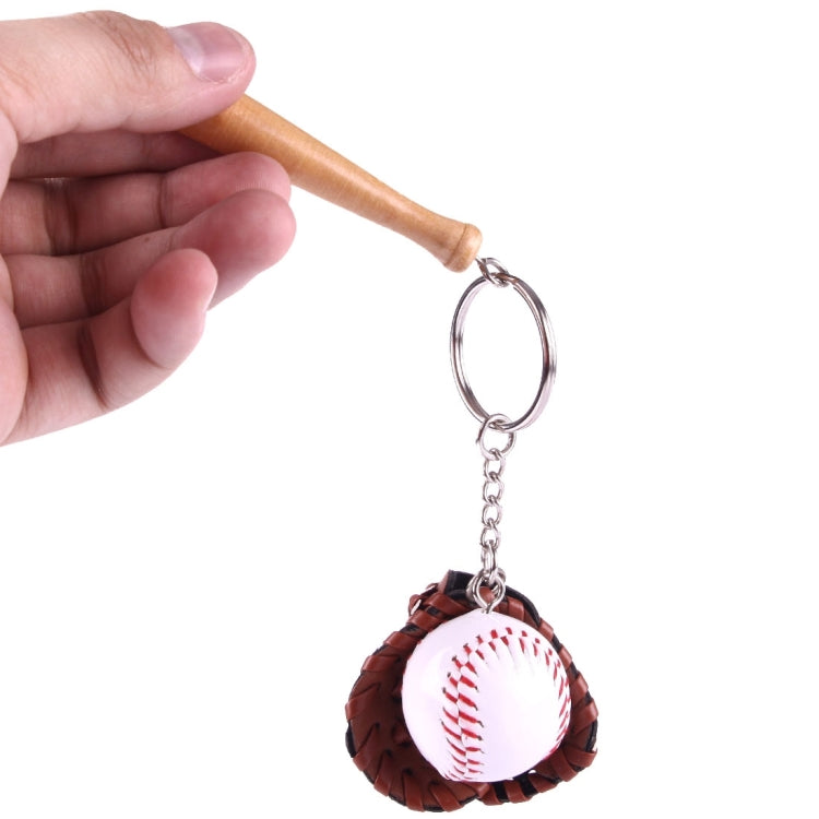 Sporty Baseball & Bat & Gloves Keychain, Baseball Shape