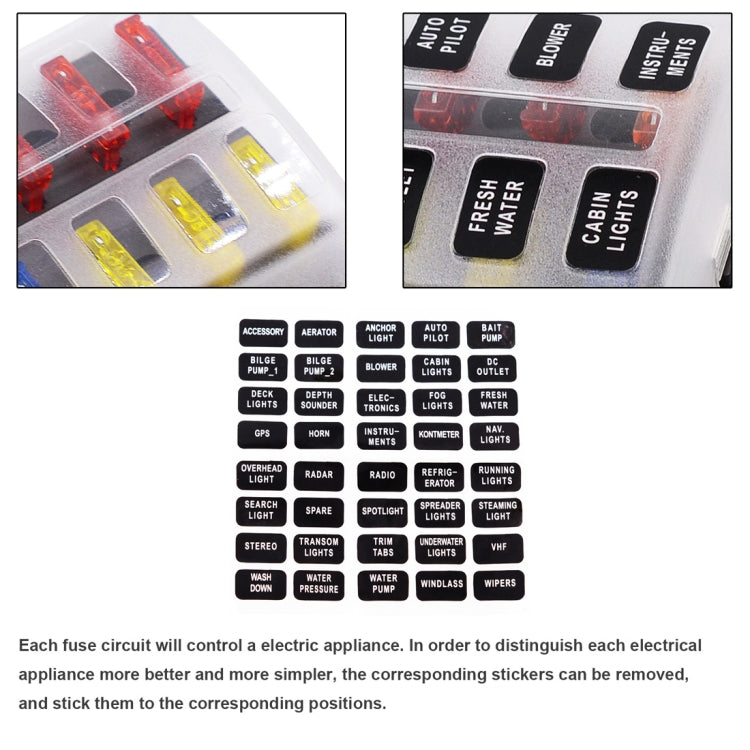 1 in 8 Out Fuse Box Screw Terminal Section Fuse Holder Kits with LED Warning Indicator for Auto Car Truck Boat, 1 in 8 Out (Screw Terminal Section)
