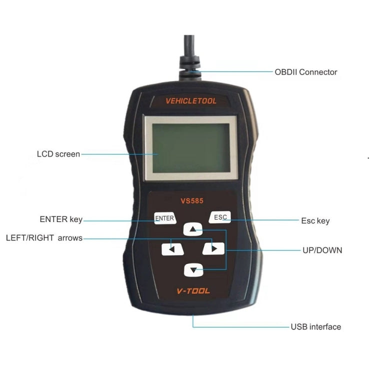 VS585 Car Mini Code Reader ODB2 Professional Fault Detector Diagnostic Tool, VS585