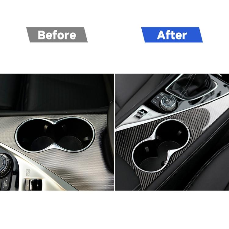 Car Left Drive Carbon Fiber Water Cup Panel Decorative Sticker for Infiniti Q50 / Q60 2014-2020, Water Cup Panel