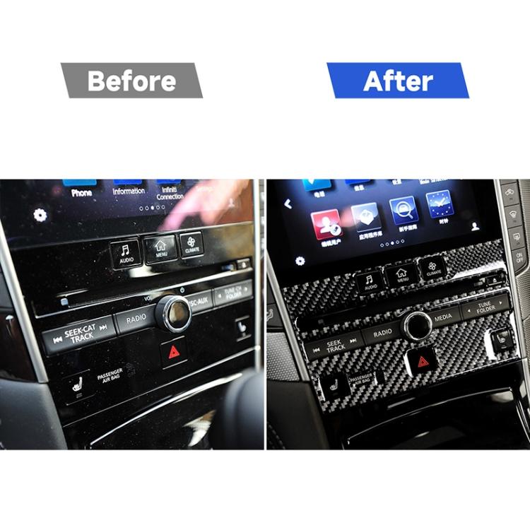 Car Carbon Fiber CD Console Panel Decorative Sticker for Infiniti Q50 / Q60 2014-2020, CD Console Panel (A)