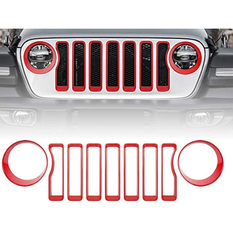 Car Mesh Grille Grill Insert + Headlight Turn Light Cover Trim for Jeep Wrangler JL 2018-2019