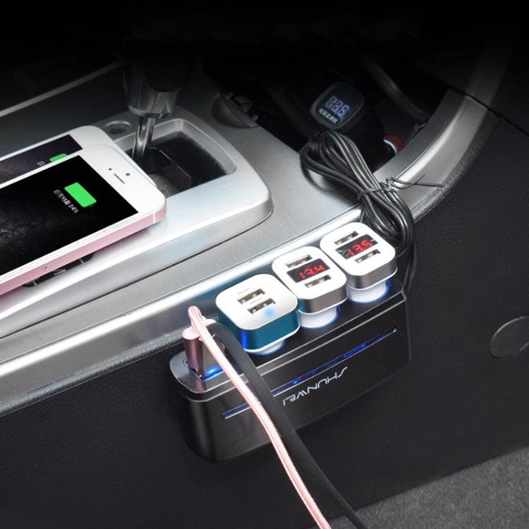 SHUNWEI SD-1939D 120W QC3.0 Car 3 in 1 Dual USB Charger Cigarette Lighter, SD-1939D