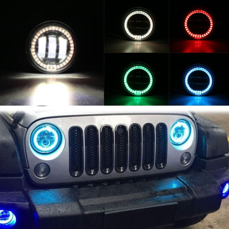 2 PCS DC12V-30V / 30W / 3A / 1440LM 12LEDs 4 inch Car LED Colorful Fog Light, Style: Black Background, Style: Black Background(White Light), Style: Black Background(Yellow Light)