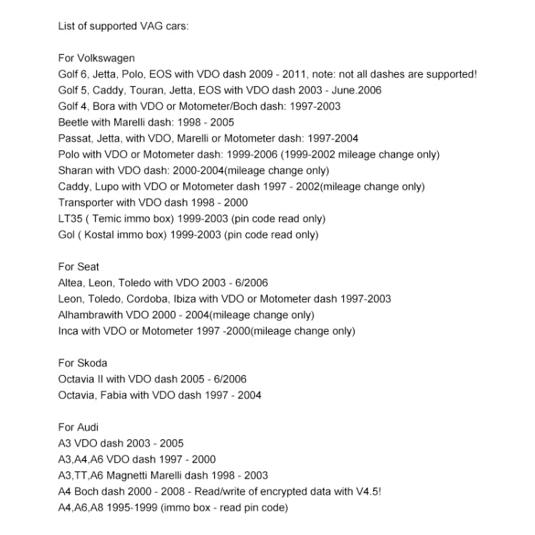 Car VAG Tacho USB5.0 Support VDO NEC MCU 24C32.24C64 Diagnostic Tool, Diagnostic Tool