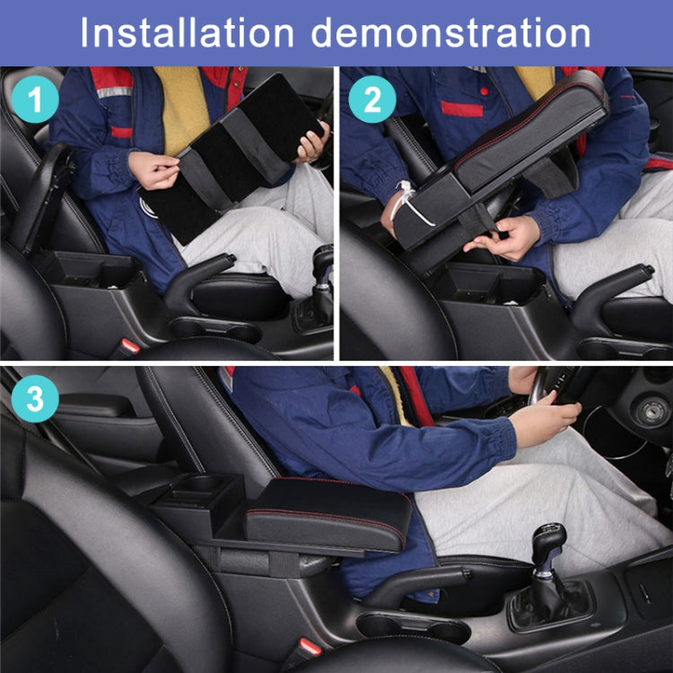 Car Multi-functional Dual USB Armrest Box Booster Pad, Microfiber Leather Curved Type, Microfiber Curved Type (Black), Microfiber Curved Type (Black Red), Microfiber Curved Type (Black White)