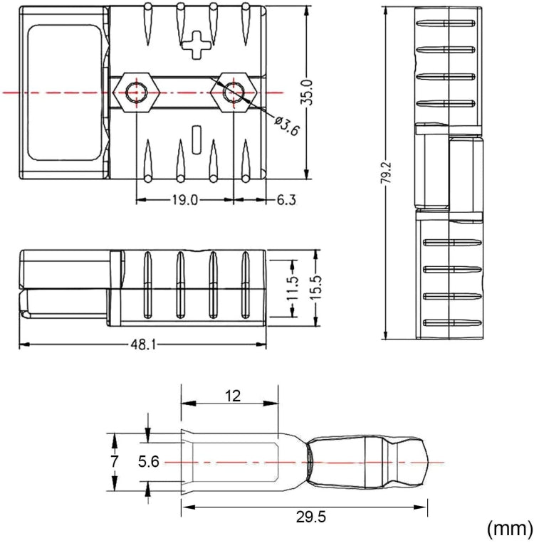 CP-0242-01 50A 600V AC/DC Towing Winch Quick Connect Systems Wire Harness Plug, CP-0242-01