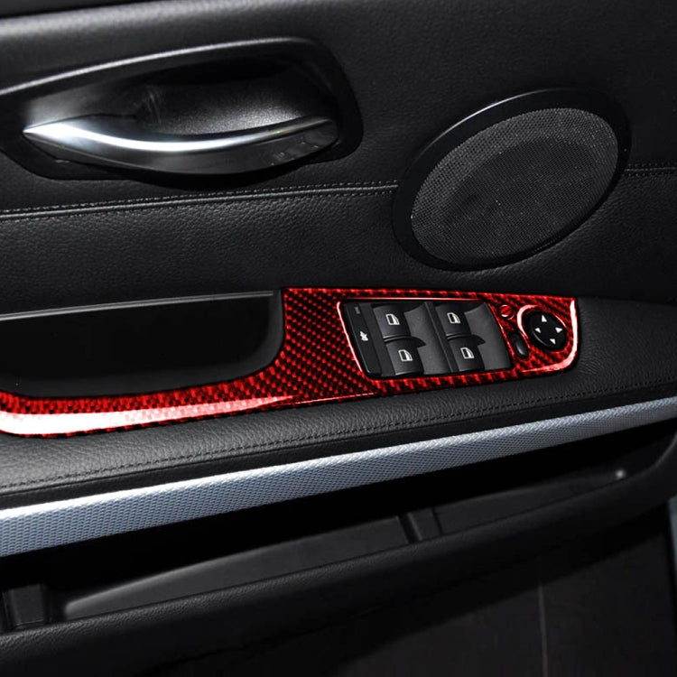 5 PCS Set For BMW 3 Series E90 Carbon Fiber Car Left Drive Window Lift Panel Decorative Sticker, Diameter: 35.8cm, Car Left Drive Window Lift Panel