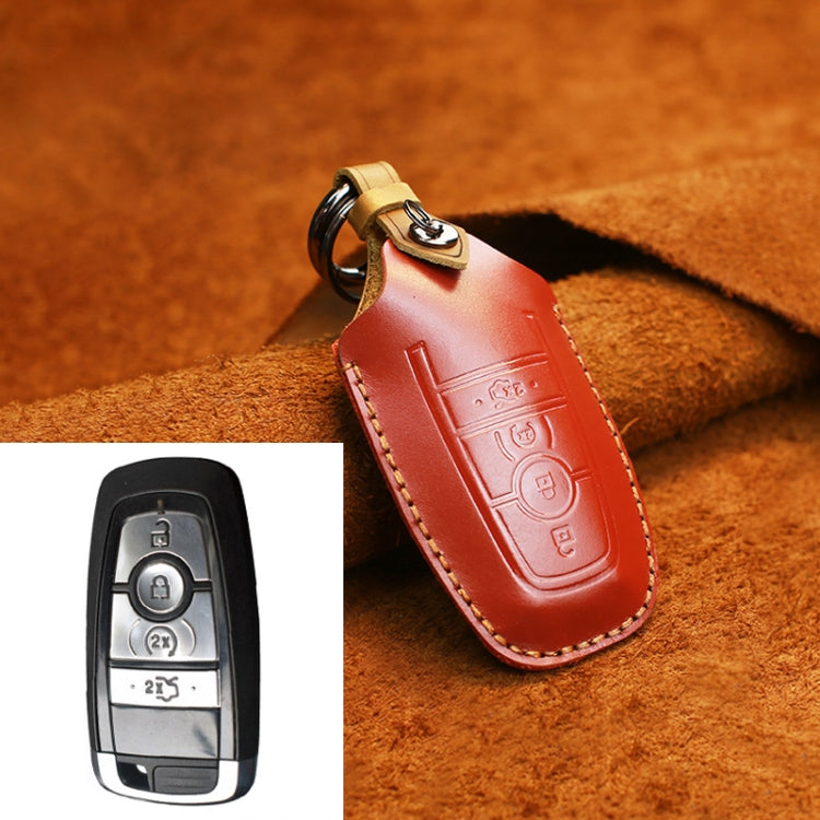 For Ford Car Cowhide Leather Key Protective Cover Key Case, Four Keys Version, For Ford, Four Keys Version