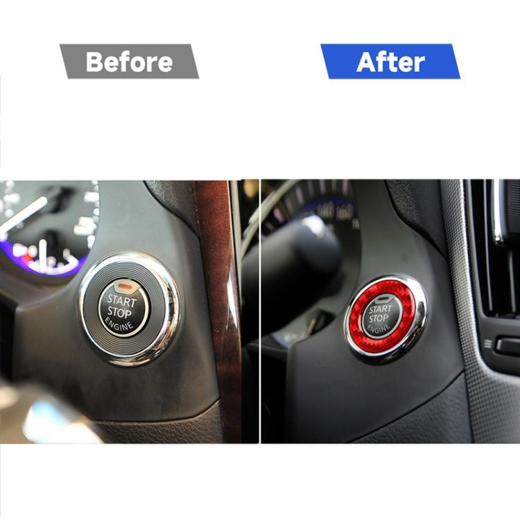 Car Carbon Fiber One-button Start Decorative Sticker for Infiniti Q50 2014-2020 / Q60 / QX60, Left and Right Drive, One-button Start
