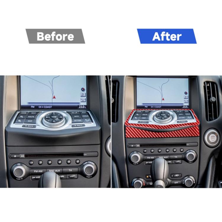 2 in 1 Car Carbon Fiber Multimedia Navigation Button Frame Decorative Sticker for Nissan 370Z / Z34 2009-, Left and Right Drive Universal, Multimedia Navigation Button Frame