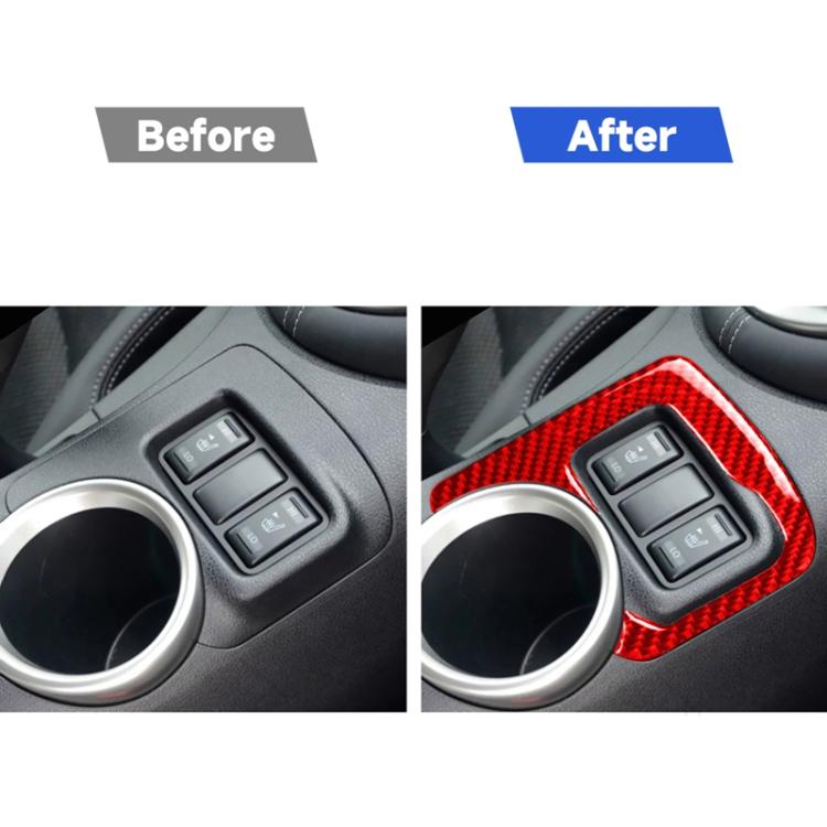 Car Carbon Fiber Central Control Heating Button Decorative Sticker for Nissan 370Z / Z34 2009-, Left and Right Drive Universal, Central Control Heating Button