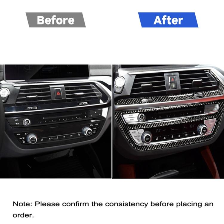 Car Carbon Fiber Air Conditioner CD Control Panel M Performance Decorative Sticker for BMW G01 X3 2018-2020 / G02 X4 2019-2020, Left Drive, Air Conditioner CD Control Panel B