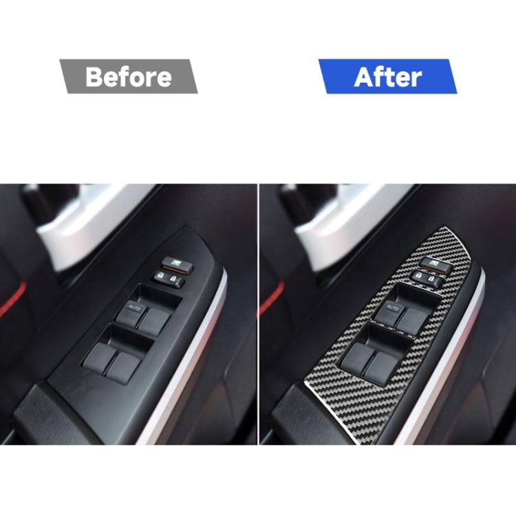 4 PCS / Set Carbon Fiber Car Glass Lift Switch Ring Decorative Sticker for Toyota Tundra 2014-2018, Left Driving, Glass Lift Switch Ring, Left Driving
