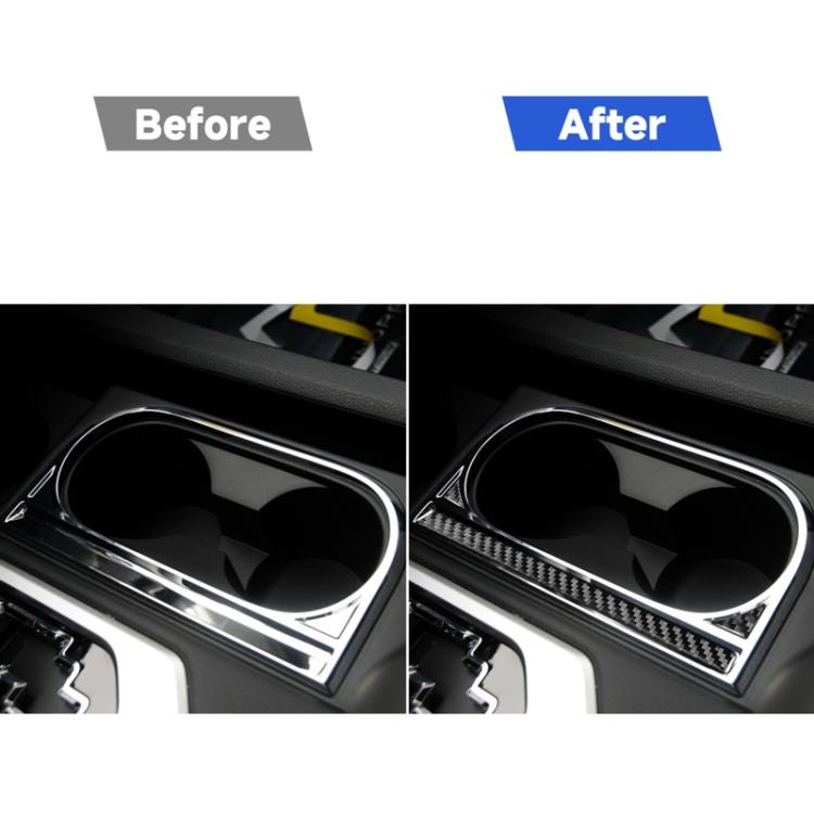 3 PCS / Set Carbon Fiber Car Central Control Cup Holder Decorative Sticker for Toyota Tundra 2014-2018, Left Driving, Central Control Cup Holder, Left Driving