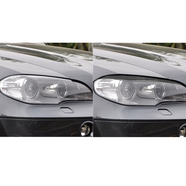 2 PCS / Set Carbon Fiber Car Lamp Eyebrow Decorative Sticker for BMW X5/E70 2010-2012, Drop Glue Version, For BMW X5/E70 2010-2012