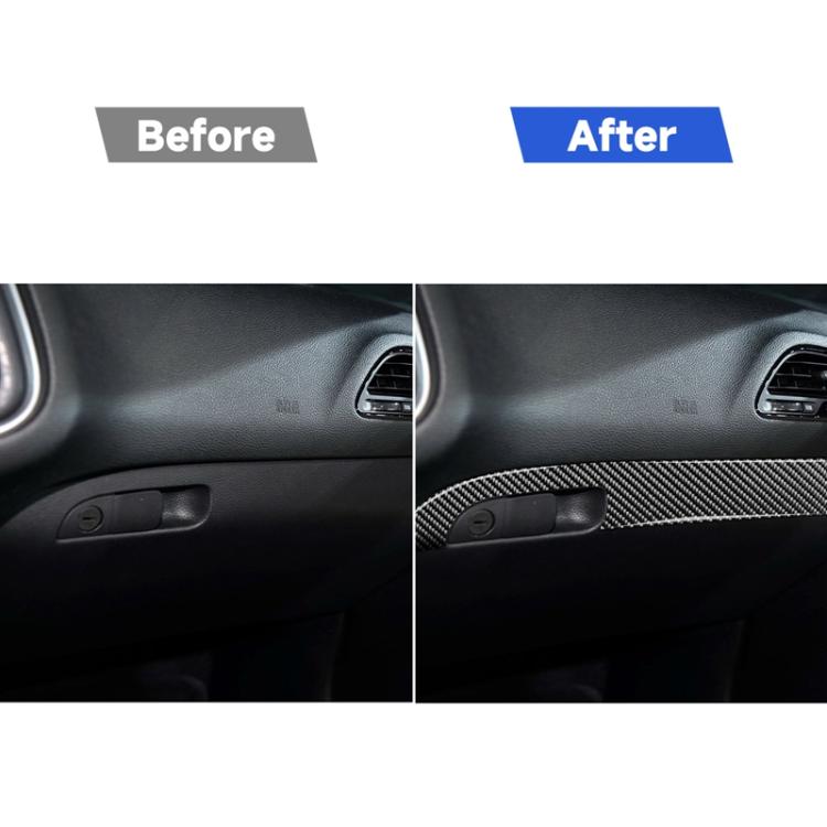 Carbon Fiber Car Co-pilot Storage Bar Decorative Sticker for Dodge Challenger 2015 to Now, Left Driving, Co-pilot Storage Bar