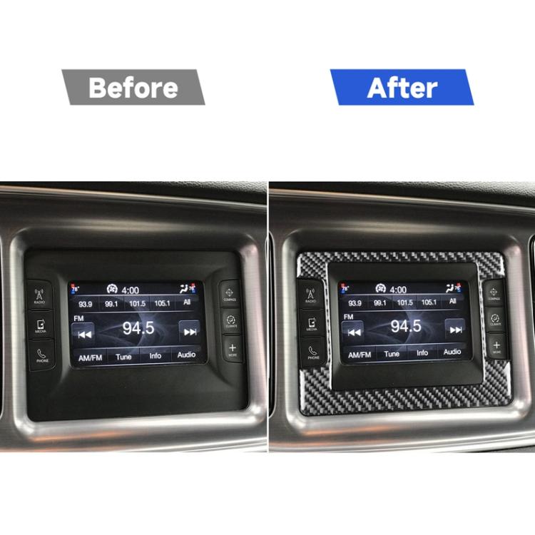 Carbon Fiber Car Navigation Frame Decorative Sticker for Dodge Challenger 2015 to Now, Left Driving, Navigation Frame