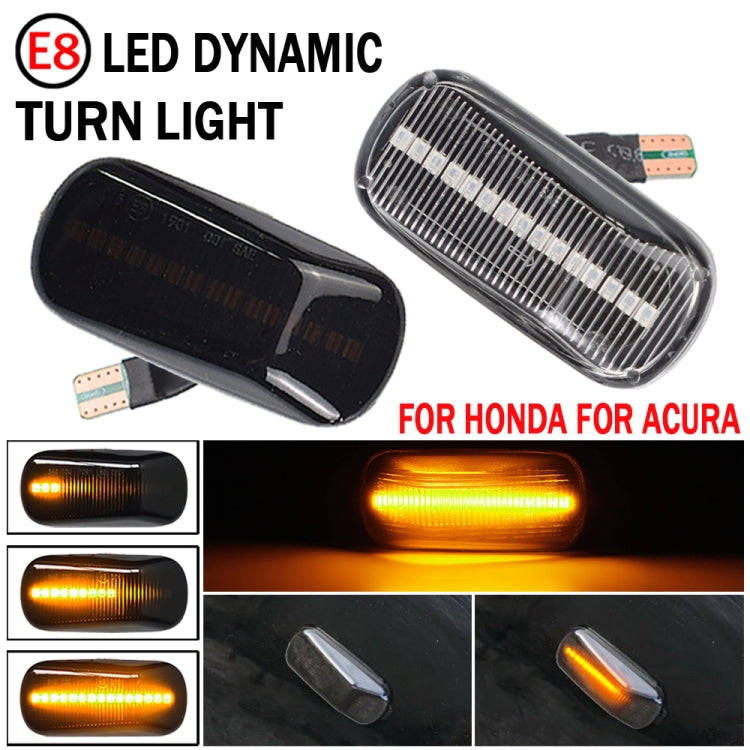 2pcs For Honda Civic 2001-2015 Car Dynamic LED Fender Side Light 34301-S5H-T02, For Honda Civic 2001-2015 (Transparent), For Honda Civic 2001-2015 (Transparent Black)