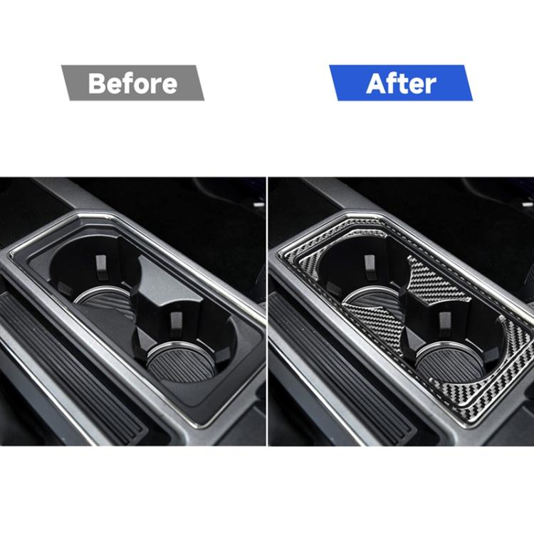 Car Carbon Fiber Front Water Cup Holder Frame Decorative Sticker for Ford F150 2017-2020, Left Drive, Front Water Cup Holder Frame , Left Drive