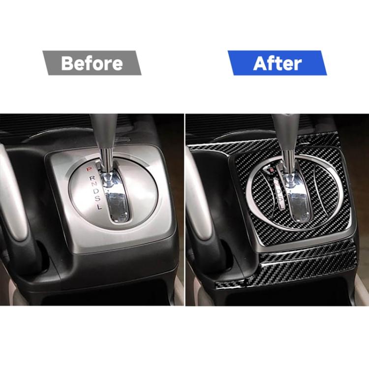 8 in 1 Car Carbon Fiber Automatic Gear Panel Set Decorative Sticker for Honda Civic 8th Generation 2006-2011, Left Drive, Automatic Gear Panel Set, Left Drive