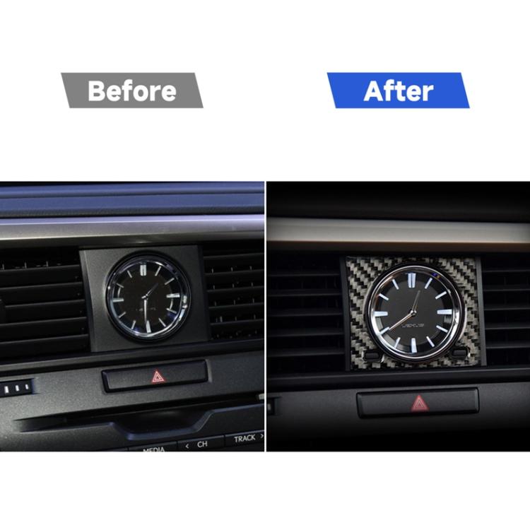 Car Carbon Fiber Clock Decorative Sticker for Lexus RX300 / 270 / 200T / 450h 2016-2019, Left and Right Drive Universal, Clock