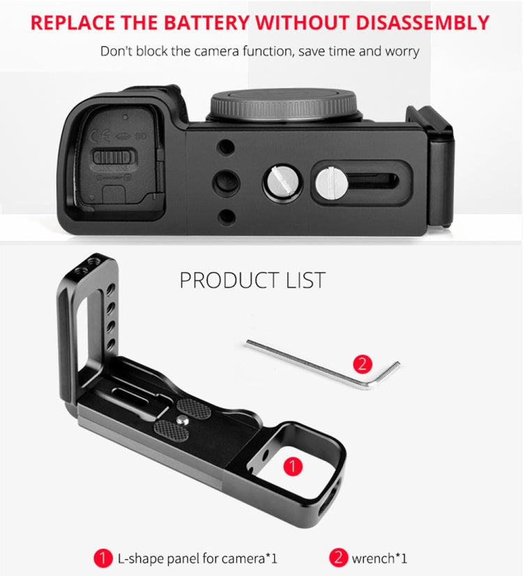 YELANGU YLG0715A 1/4 inch Vertical Shoot Quick Release L Plate Bracket Base Holder for Sony A6300 / A6000 / A6100 / A6400 / A6500, For Sony A6300