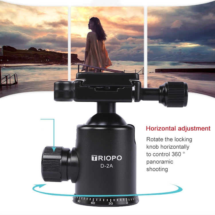 TRIOPO 853 Adjustable Portable Carbon Fiber Tripod with D2-A Ball Head for SLR Camera, 853
