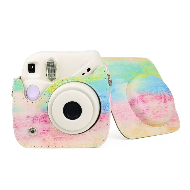 Oil Paint Full Body PU Leather Case Camera Bag with Strap for FUJIFILM instax mini 7+, Oil Paint