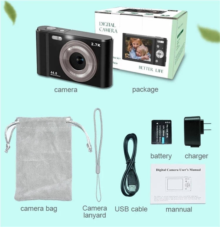 DC302 2.88 inch 44MP 16X Zoom 2.7K Full HD Digital Camera Children Card Camera, UK Plug, DC302, UK Plug
