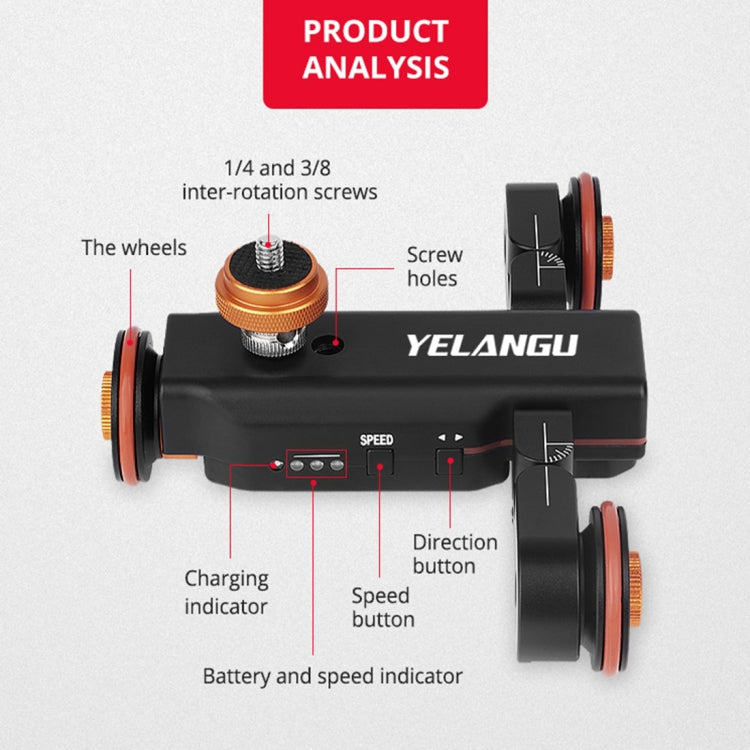 YELANGU L4X Camera Wheel Dolly + PC141 Phone Clamp with Remote, Load: 3kg, L4X Dolly+ PC141 Phone Clamp