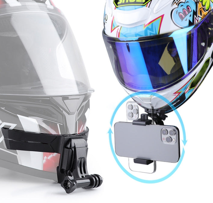 RUIGPRO Action Camera Phone Helmet Mount Kit with J-Hook Buckle & Rotation Phone Clamp & Adapter, Helmet Mount with Rotation Phone Clamp
