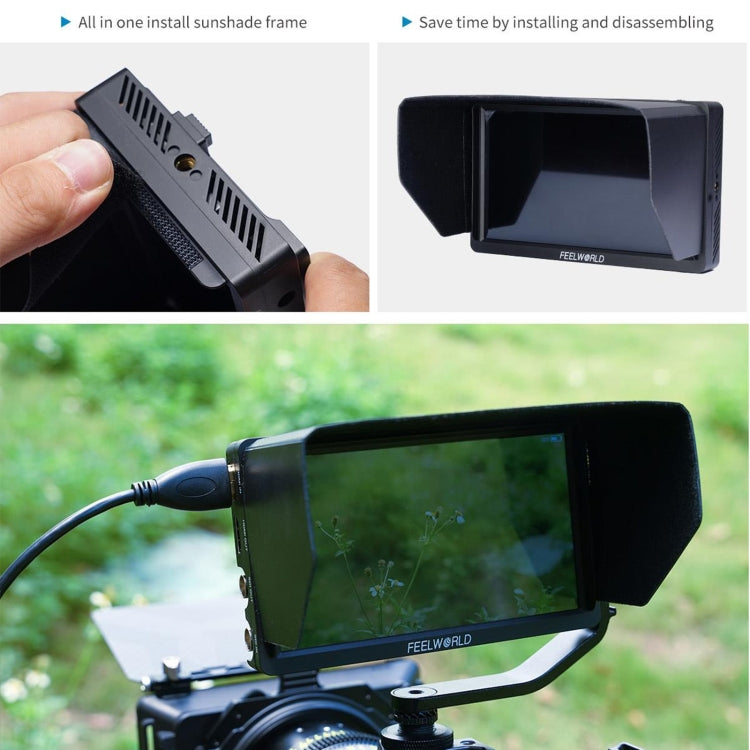 FEELWORLD FW568S 6 Inch On-camera Monitor FHD IPS 3G-SDI 4K HDMI F970 External Power and Install Kit, FW568S