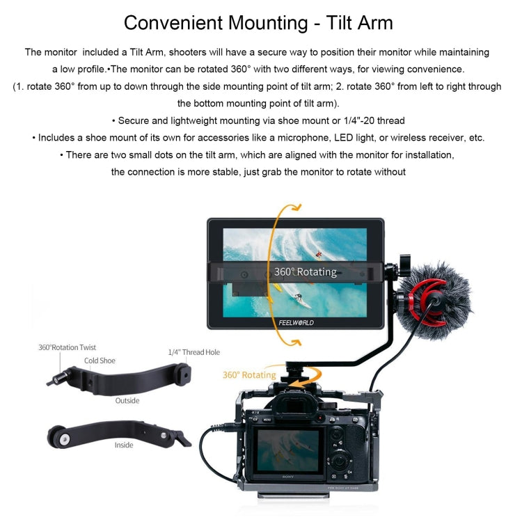 FEELWORLD SH7 7-inch Ultra Bright 2200nit On-camera Monitor SDI HDMI Cross Conversion