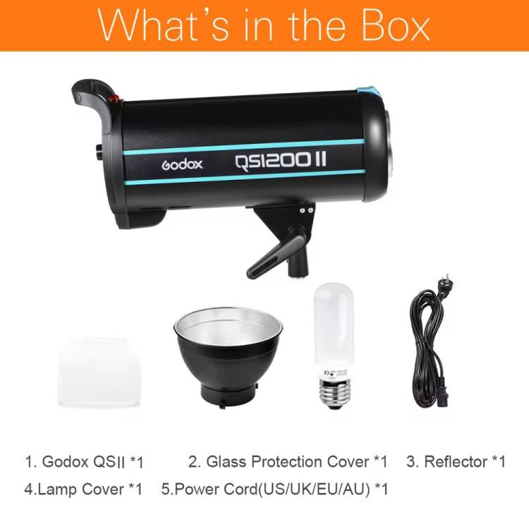 Godox QS1200II Strobe Studio Flash Light 1200Ws Bowens Mount High Speed Flash, QS1200II
