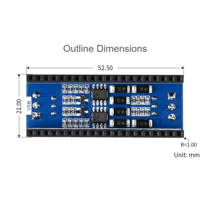 Waveshare 2-Channel RS485 Module for Raspberry Pi Pico, SP3485 Transceiver, UART To RS485, 19717