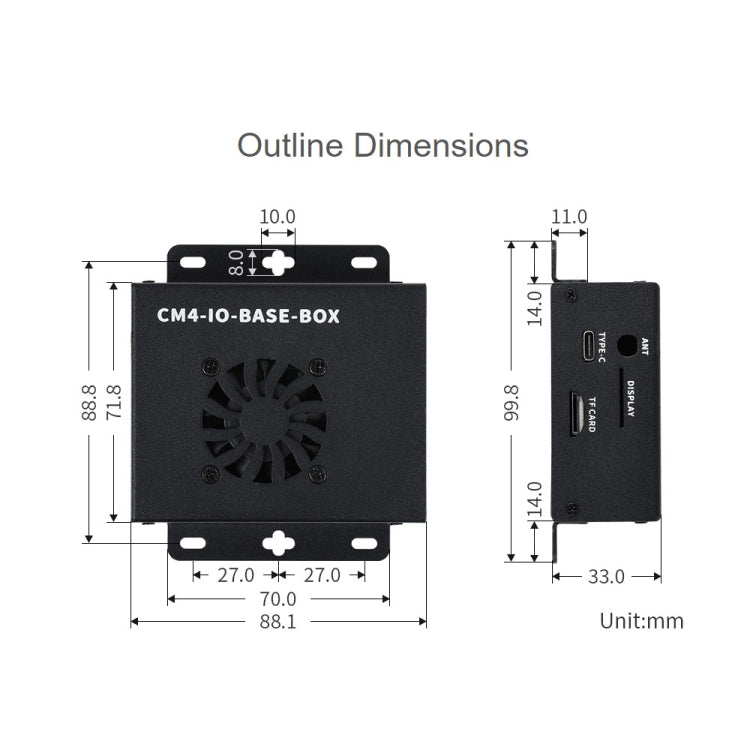 Waveshare Mini IO Board Full Ver Mini-Computer Base Box with Metal Case & Cooling Fan for Raspberry Pi CM4, Mini IO Board Full Ver