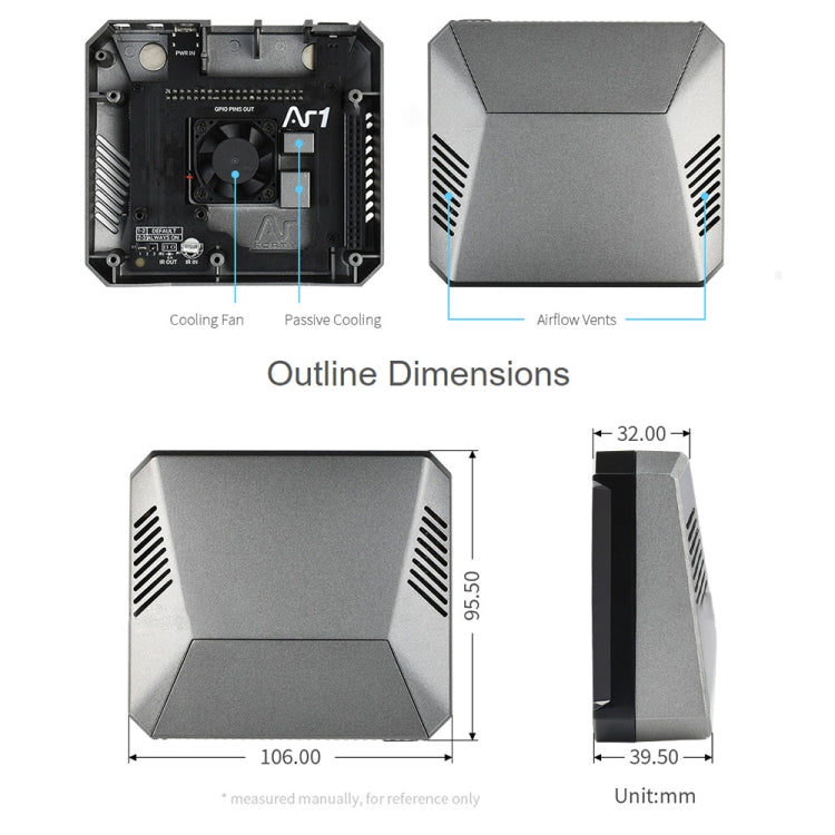 Waveshare Argon One M.2 Aluminum Case For Raspberry Pi 4, with M.2 Expansion Slot, Argon One M.2