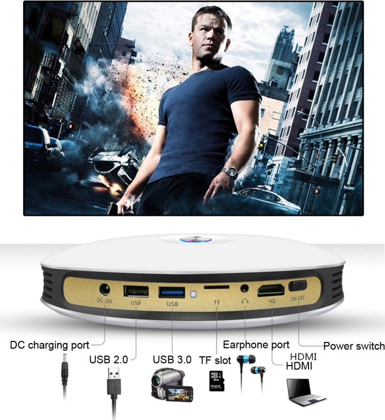 CACACOL ITC-DO8 220LM WiFi Smart 1280*800 DLP DMD LED Portable Projector with Remote Control, Android 6.1 , MSD6A628 Quad Core, 2GB RAM, 16GB ROM, WiFi, BT, HDMI, without Tripod Holder, ITC-DO8