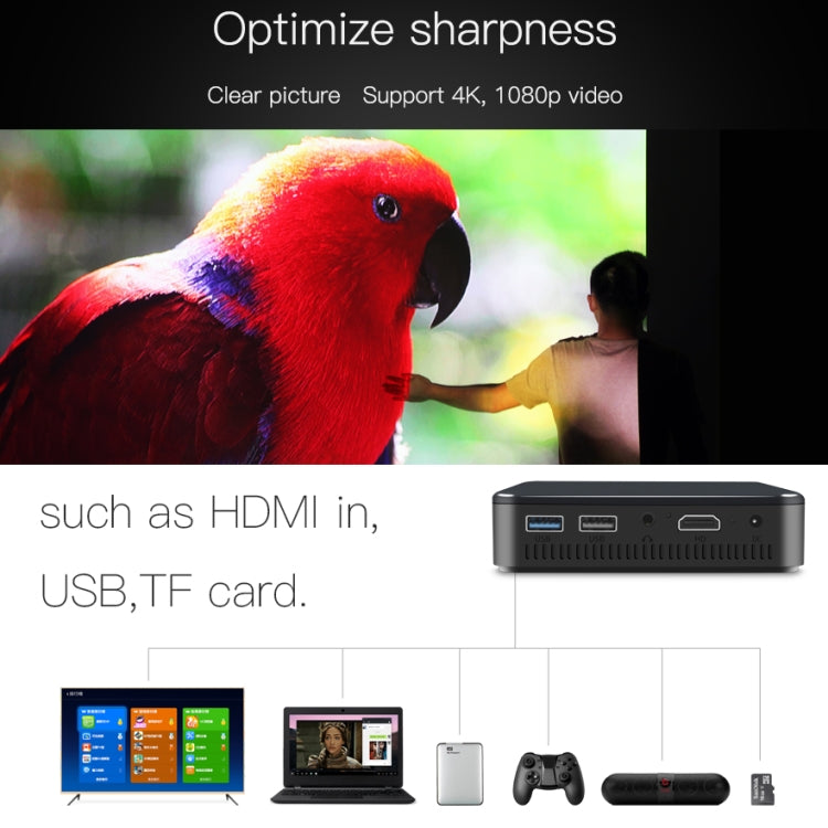D13 2+16G 854 x 480 Android 7.1.2 Mini Pocket Projector 4K DLP Smart Handheld LED WIFI Home Theater Projector, Support USB / TF / HDMI