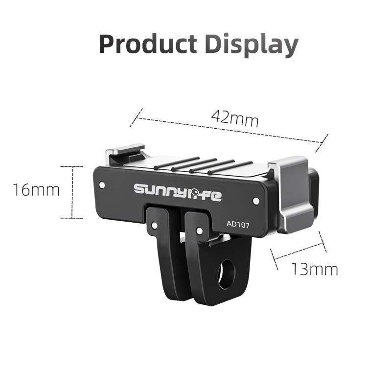 For DJI Osmo 360 Sunnylife Dual-Direction Magnetic Mount Quick-Release 1/4 Screw Foldable 2-prong Design Adapter Mount, AD107 For DJI Osmo 360