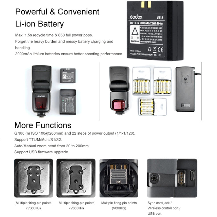 Godox V860IIN 2.4GHz Wireless 1/8000s HSS Flash Speedlite Camera Top Fill Light for Nikon DSLR Cameras, V860IIN for Nikon