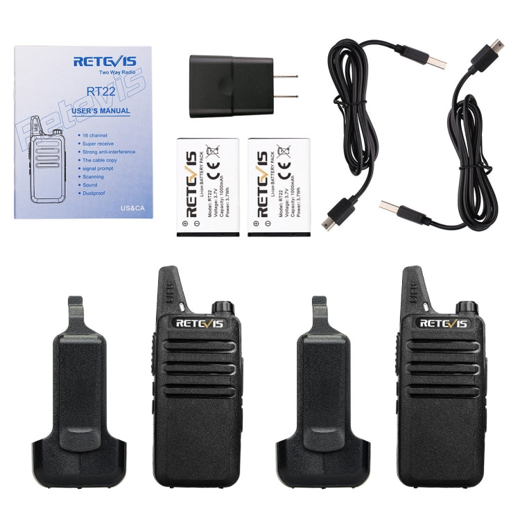 1 Pair RETEVIS RT622 US Frequency 400-480MHz 16CHS Handheld Two Way Radio Handheld Walkie Talkie, US Plug, RT622, US Plug
