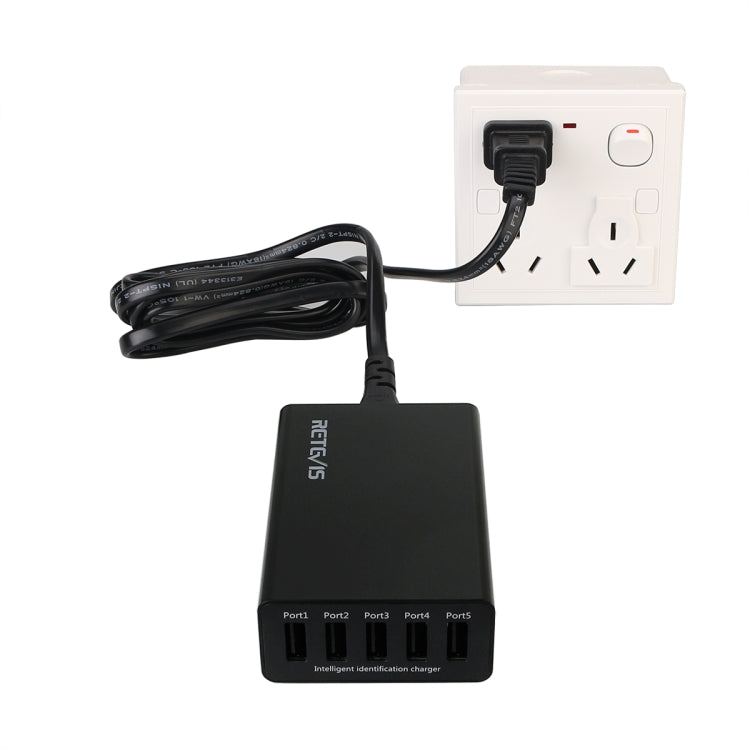 RETEVIS RTC501 40W / 8A 5 Ports USB Multi-function Charger Desktop Charging Station for H-777/RT27/RT7/RT22/H-777S, RTC501