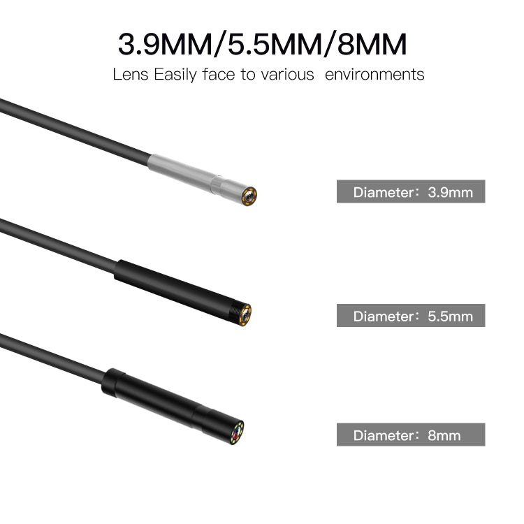 P60A 5.5mm 1080P 2.4 inch IPS Screen IP68 Waterproof HD Digital Endoscope, 5.5mm 2m Hard Cable, 5.5mm 5m Hard Cable, 5.5mm 10m Hard Cable
